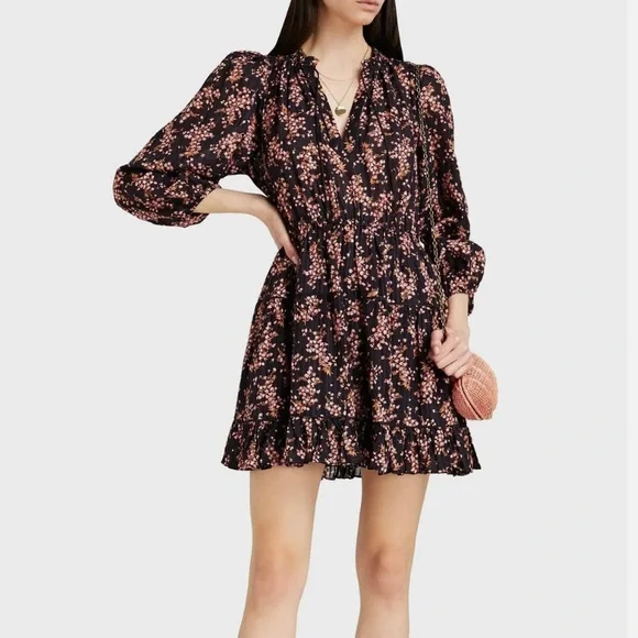 Ulla Johnson | Dresses | Ulla Johnson Brienne Gathered Floral Print Cotton  Silk Jacquard Mini Dress | Poshmark